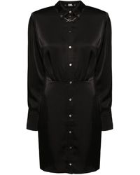 Karl Lagerfeld - Chain-embellished Satin Shirtdress - Lyst