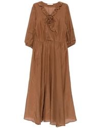 iBlues - Ruffle-Trimmed V-Neck Midi Dress - Lyst