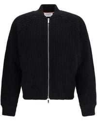 Thom Browne - Wool Waffle Raglan 4-Bar Bomber Jacket - Lyst