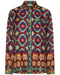 Pierre Louis Mascia - Aloe Geometric-Print Silk Shirt - Lyst