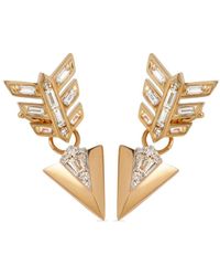 Annoushka - 18kt Yellow Gold Deco Diamond Feather Arrow Earrings - Lyst