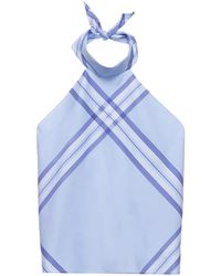 Prada - Checked Cotton Cropped Top - Lyst