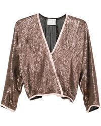 forte_forte - Metallic Wrap-Effect Top - Lyst