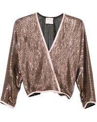 Forte Forte - Metallic Wrap-Effect Top - Lyst