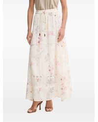 Fracomina - Floral-Print Crochet-Insert Maxi Skirt - Lyst