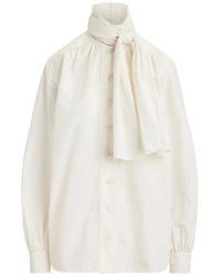 Ralph Lauren - Dara Tie-Neck Poplin Blouse - Lyst
