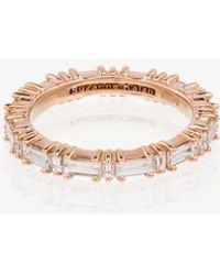 Suzanne Kalan - 18Kt Rose Horizontal Baguette Diamond Ring - Lyst
