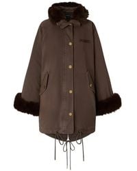 Pinko - Faux-Fur-Trim Hooded Coat - Lyst