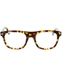 Tom Ford - Tortoiseshell-Effect Rectangle-Frame Glasses - Lyst