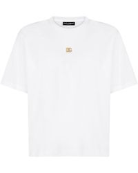 Dolce & Gabbana - T-shirt bianca con micrologo dorato - Lyst