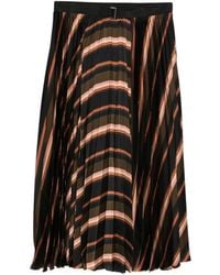 Sacai - Striped Midi Skirt - Lyst
