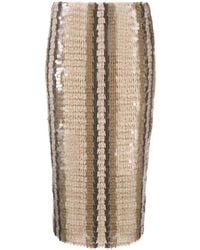 Brunello Cucinelli - Sequinned Pencil Midi Skirt - Lyst