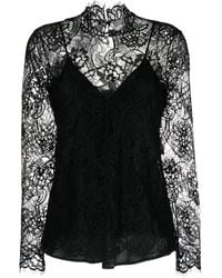 Antonelli - Floral-lace Semi-sheer Blouse - Lyst