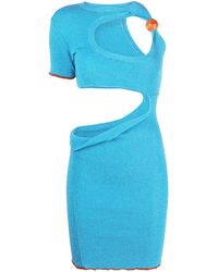 Jacquemus - La Robe Brilho Mini E Dress With Bead Detail And Cut-out In Lurex Woman - Lyst