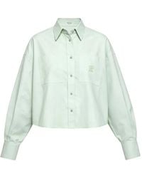 Brunello Cucinelli - Embroidered-Logo Cropped Shirt - Lyst