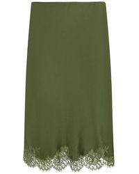 Saint Laurent - Lace-Trimmed Midi Skirt - Lyst