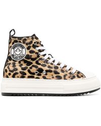 DSquared² - Leopard-print High-top Sneakers - Lyst