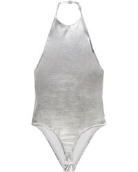 Courreges - Logo-Embroidered Metallic-Effect Bodysuit - Lyst