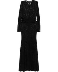 Norma Kamali - Langärmeliges Maxikleid mit V-Ausschnitt - Lyst