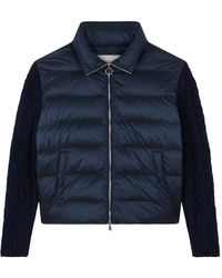 Paul & Shark - Shiny Hybrid Down Cable-Knit Jacket - Lyst