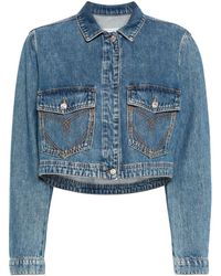 Moschino Jeans - Logo-patch Cropped Denim Jacket - Lyst