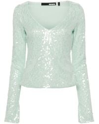 ROTATE BIRGER CHRISTENSEN - Long Sleeve Top With All-Over Sequins - Lyst