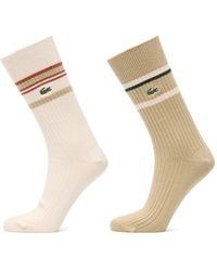 Lacoste - Striped-Detail Logo-Embroidery Socks (Pack Of Two) - Lyst