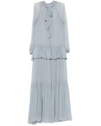 Chloé - Robe Longue Fluide En Mousseline De Soie Avec Liens Façon Lavallière - Lyst