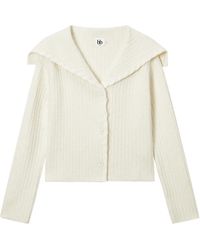B+ AB - Sailor-Collar Ribbed-Knit Cardigan - Lyst