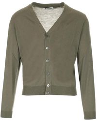 Al Duca d'Aosta - V-Neck Ribbed-Trim Cardigan - Lyst