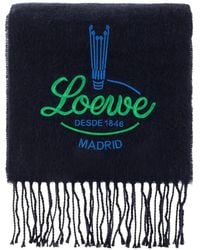 Loewe - Logo-Embroidered Fringed Scarf - Lyst