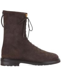 LEGRES - Lace-Up Suede Ankle Boots - Lyst