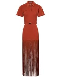 ROWEN ROSE - Robe Longue À Franges Ceinturée - Lyst