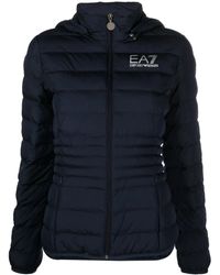 EA7 - Logo-Print Padded Jacket - Lyst