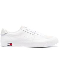 Tommy Hilfiger - Logo-detail Low-top Leather Sneakers - Lyst