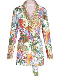 Etro - Floral-print Belted Silk Jacket - Lyst