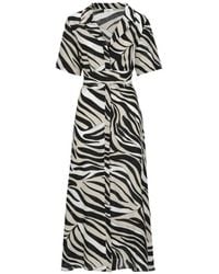 Marella - Zebra-Print Belted Midi Shirt Dress - Lyst