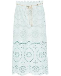 Zimmermann - Awaken Embroidered Midi Skirt - Lyst