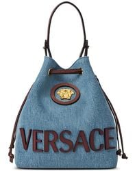 Versace - La Medusa Logo-Plaque Drawstring-Fasteningtote Bag - Lyst