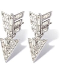 Annoushka - 18kt White Gold Deco Feather Arrow Diamond Drop Earrings - Lyst