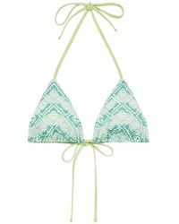 CASABLANCA - Monogrammed Lace-Up Bikini Top - Lyst