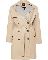 BOSS - チェック トレンチコート - Lyst