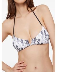KARL LAGERFELD - Monogram-Print Halterneck Bikini Top - Lyst