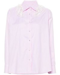 Loulou - Lace-Detail Striped Shirt - Lyst
