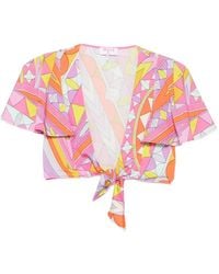 PUCCI - Geometric-Print Tie-Fastening Top - Lyst