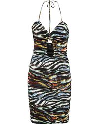 Just Cavalli - Zebra-print Ruched Minidress - Lyst
