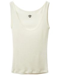 Versace - Geribbelde Wollen Tanktop Met Borduurwerk - Lyst