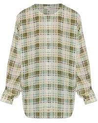 FRAME - Plaid-Pattern Long-Sleeve Blouse - Lyst