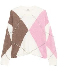 Liu Jo - Pull À Losanges Et Ornements En Cristal - Lyst