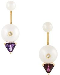 Delfina Delettrez - 'trillion' Diamond, Pearl And Topaz Earrings - Lyst